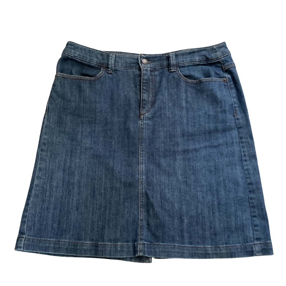 Eddie Bauer Womens‎ Medium Wash Denim Mini Skirt Size 8 Stretch Cotton Blend